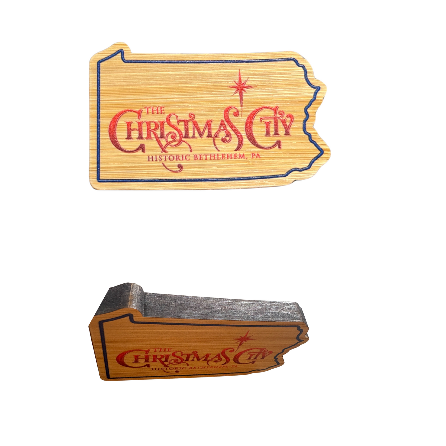 PA Shaped Natural Xmas City Magnet