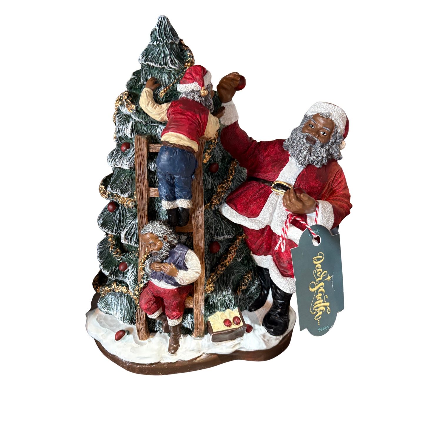 Santa Trims Tree (Black Santa)