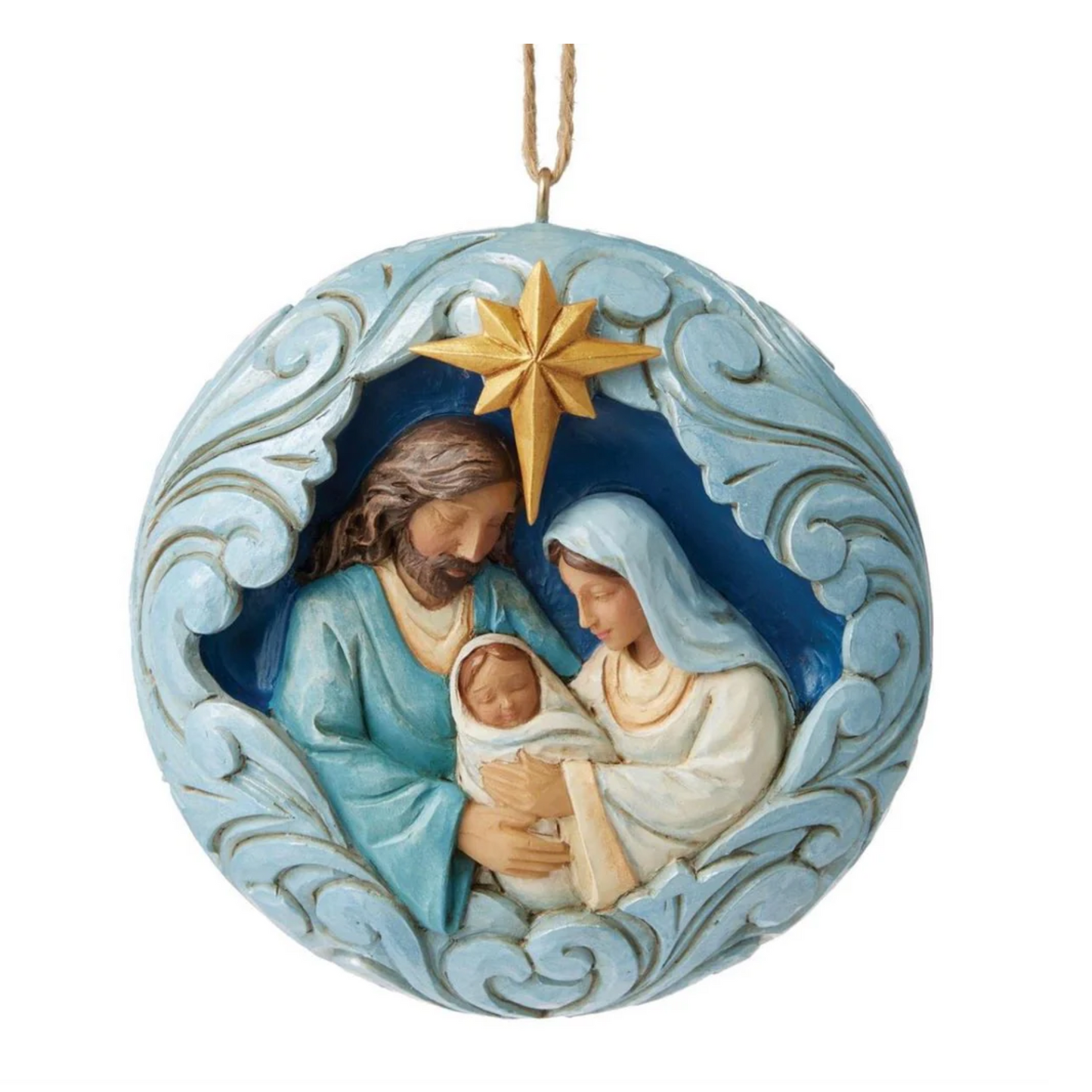 Blue And Gold Holy Family Jim Shore Ornament