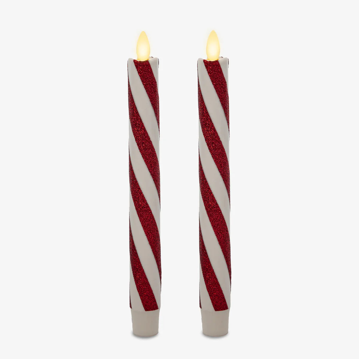 Luminara Taper Candles Candy Cane Red