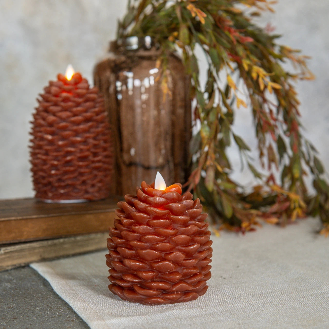 4.25 Moving Flame Bronze Pinecone Candle