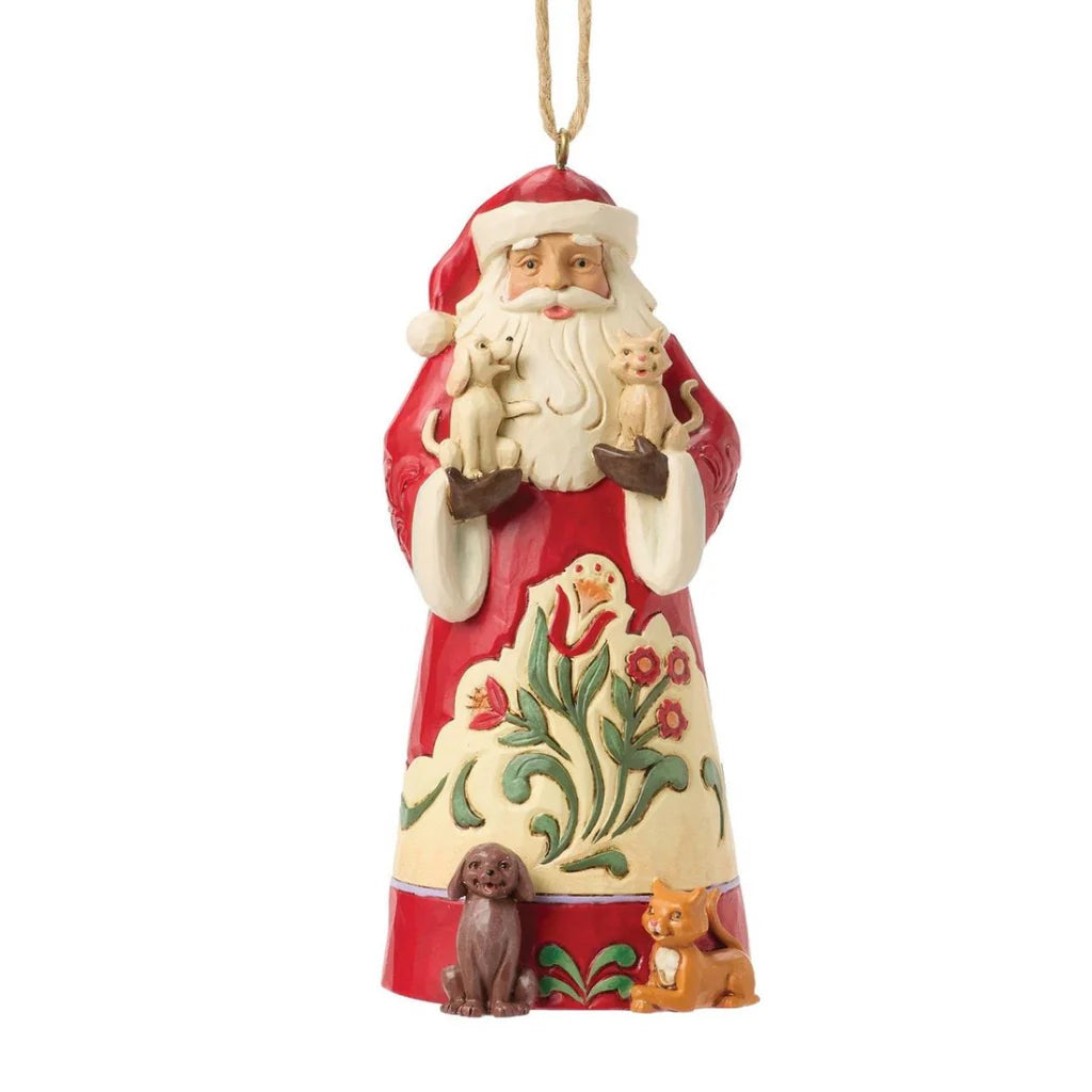 Santa w/ Pets Hanging Ornament