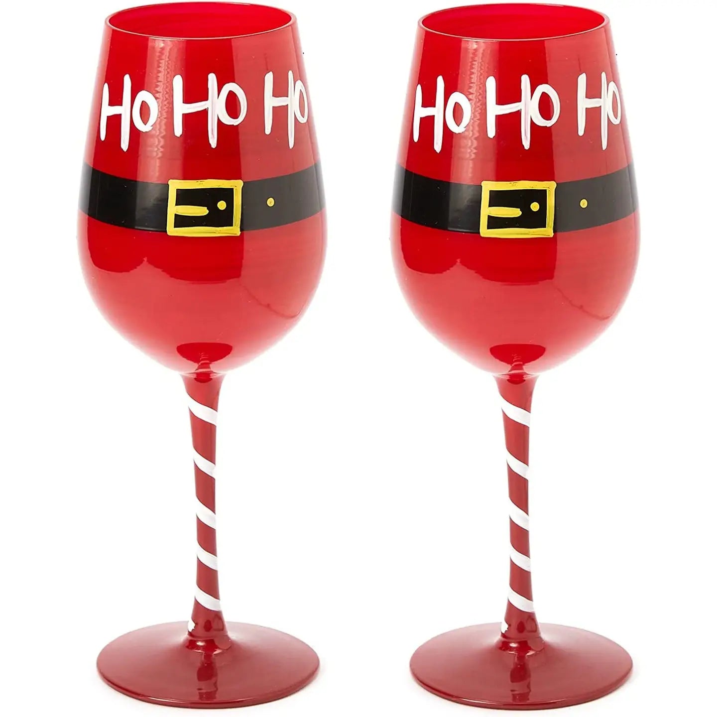 Set of 2 Ho Ho Ho Santa Stemmed Wine Glasses (Pick up Only)