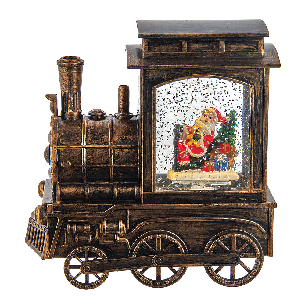 7" Lit Santa Train Water Globe