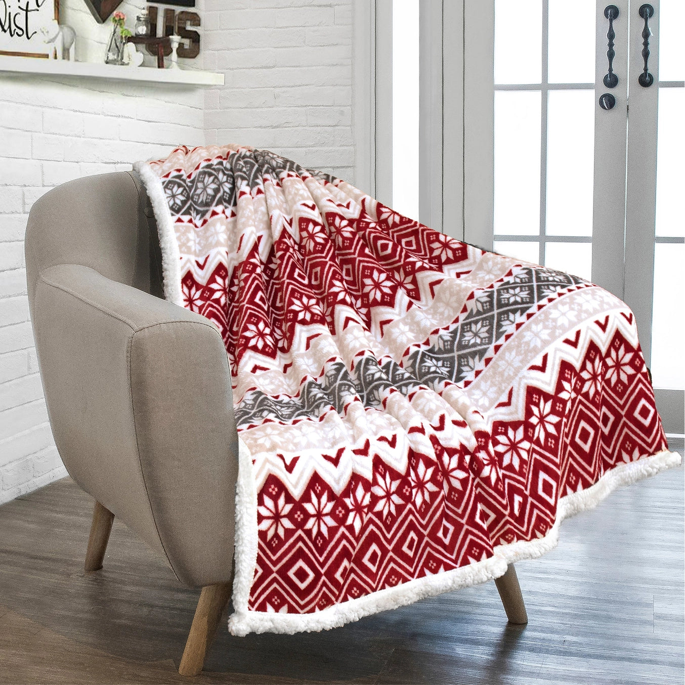 Christmas Classic Sherpa Throw (many designs & colors)