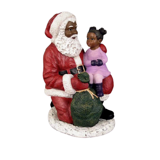 Santa Kneeling With Girl (Black Santa)
