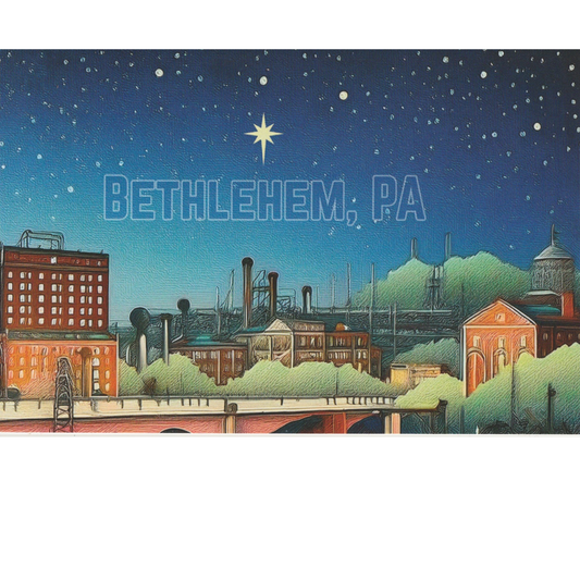 Bethlehem Colorful Bridge Reflection Postcard