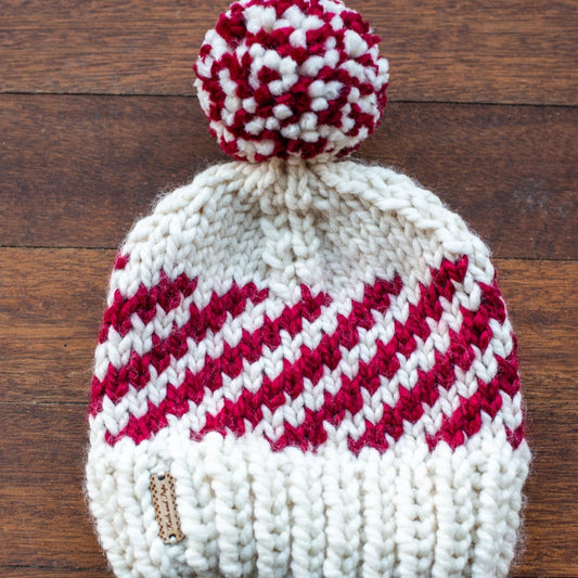Knits & Pups Candy Cane Beanie w/ Pom