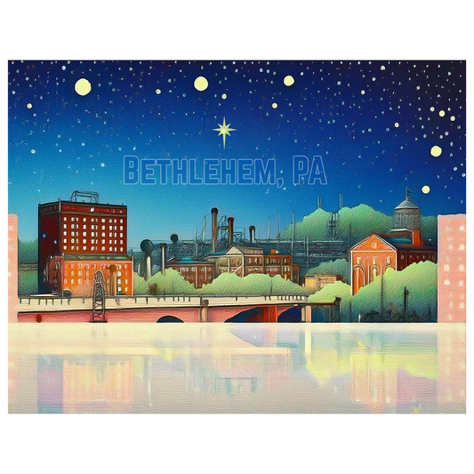 Bethlehem Colorful Bridge Reflection Postcard