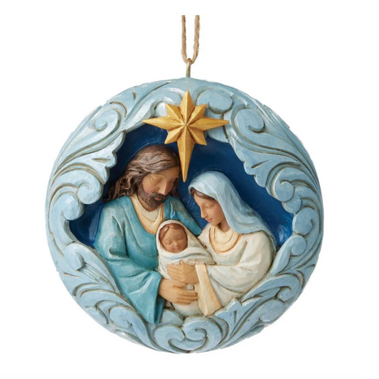 Blue And Gold Holy Family Jim Shore Ornament