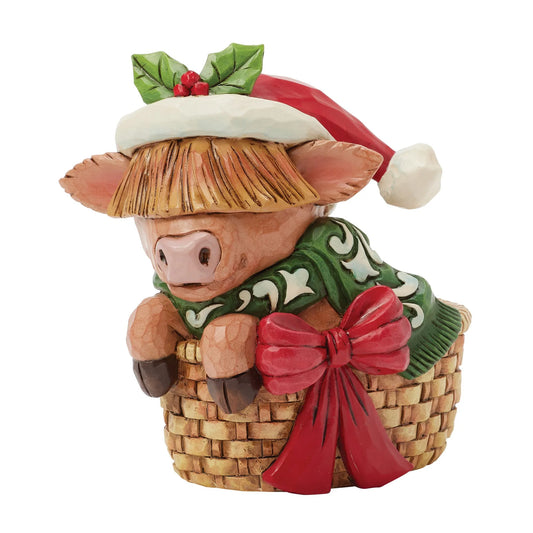 Highland Cow in a Basket