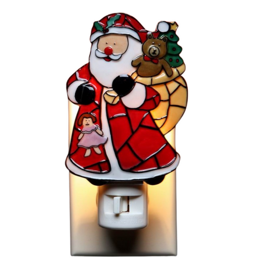 Mosaic Plug-in Night Light -Santa w/ Gifts