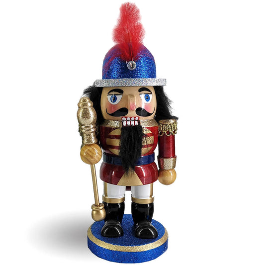 Chubby Soldier Nutcracker in Blue/Red/Gold