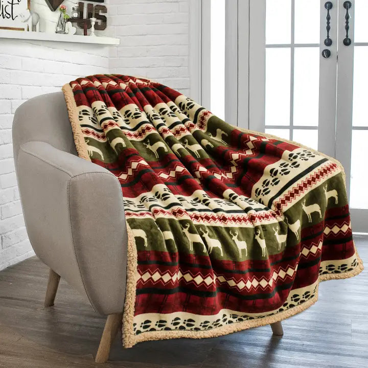 Christmas Classic Sherpa Throw (many designs & colors)