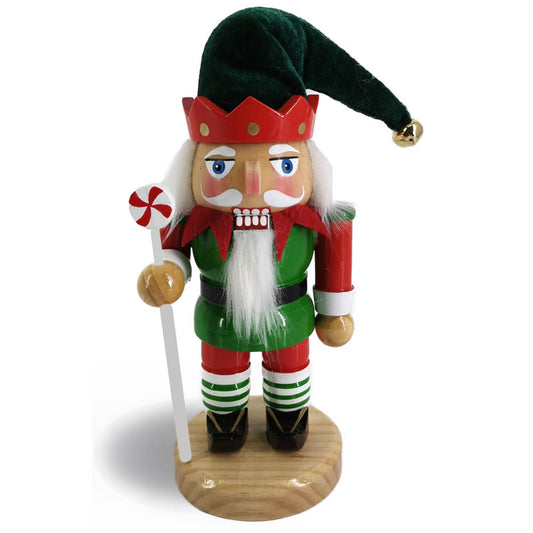 Chubby Elf Nutcracker with Velvet Hat & Red Crown