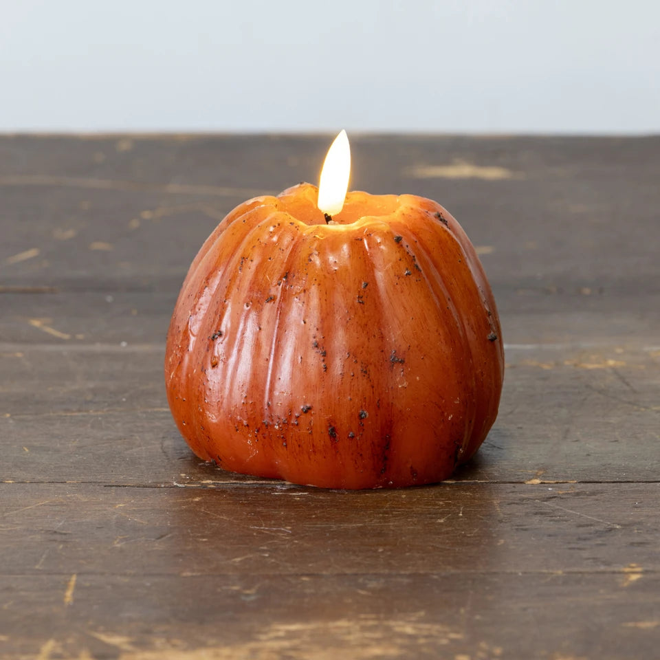 4" Bronze 3D Flame Tall Pumpkin Candle