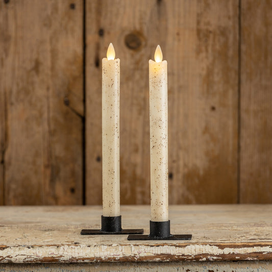 Set/2 9.5 Moving Flame Cream Taper Candle