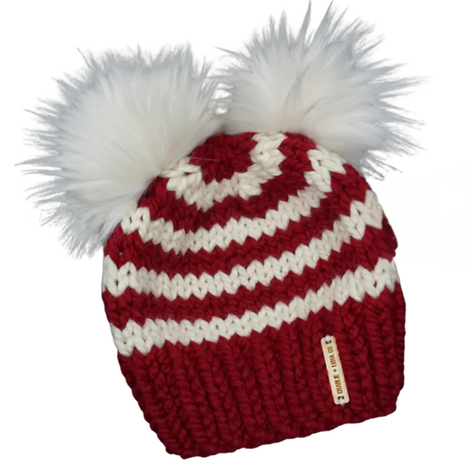 Charlie & Luna Candy Cane Double Pom Beanie