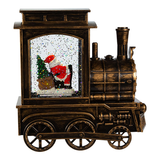 7" Lit Santa Train Water Globe
