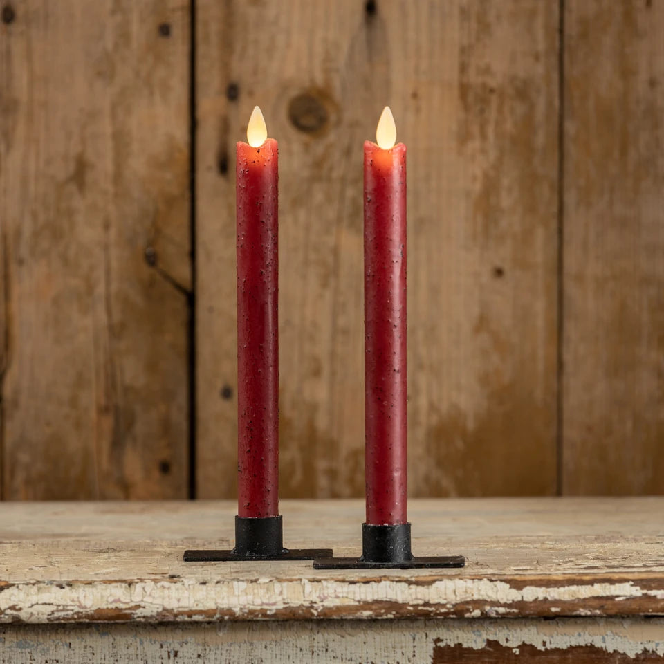 Set/2-9.5 Moving Flame Red Taper Candle