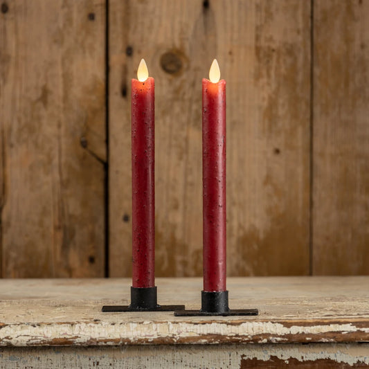Set/2-9.5 Moving Flame Red Taper Candle