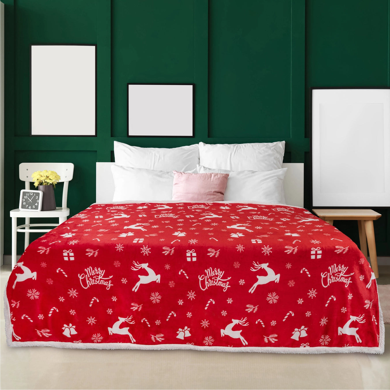 Christmas Classic Sherpa Throw (many designs & colors)