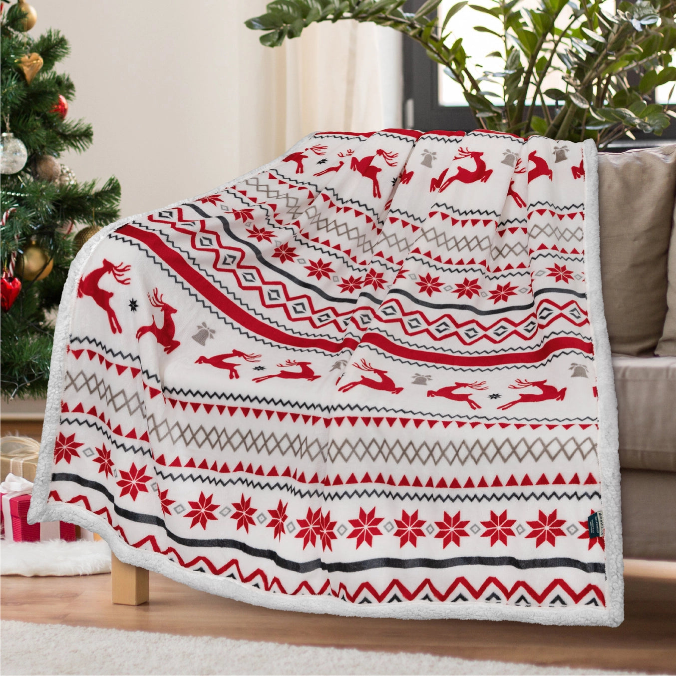 Christmas Classic Sherpa Throw (many designs & colors)