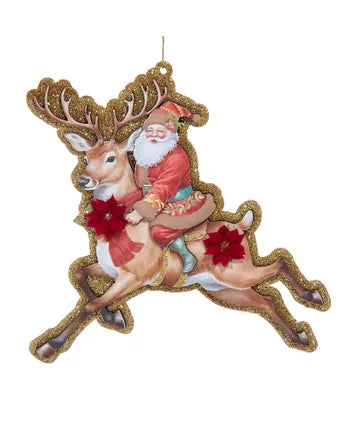5.5" Santa on Reindeer Ornament
