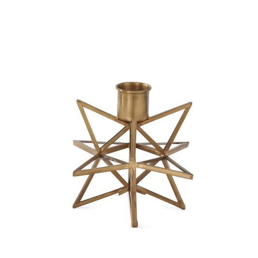 4.75" 3-D Gold Metal & Glass Star Taper Holder