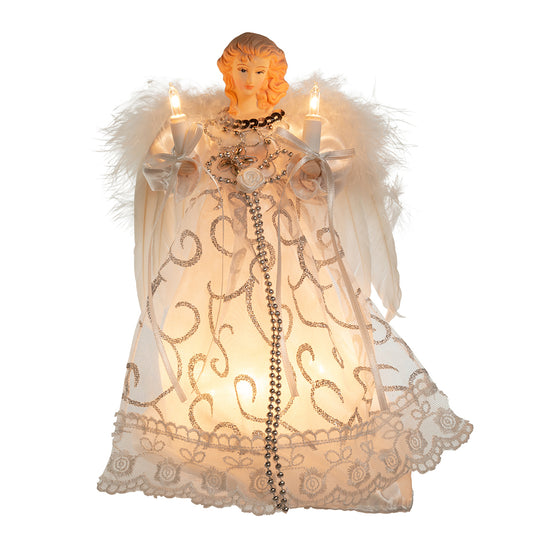 9" White/Silver Angel Tree Topper